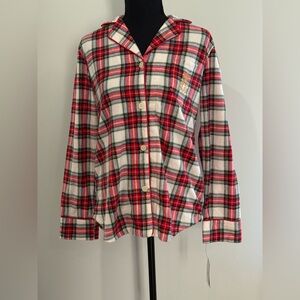 New Lauren Ralph Lauren S Red and White Plaid Button-Up Shirt 612